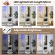 Swivel Jewelry Cabinet Organizer 3 Color LED Mirror w/Built in Lights White