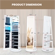 Swivel Jewelry Cabinet Organizer 3 Color LED Mirror w/Built in Lights White