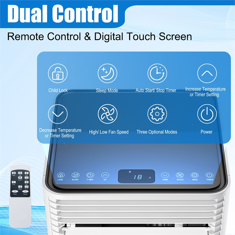 5000 BTU (8000 BTU ASHRAE) Portable Air Conditioner Air Cooler Black