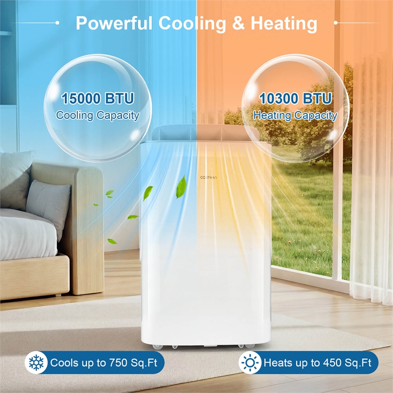 15000 BTU Inverter Portable Air Conditioner with Fan Dehumidifier Auto Swing