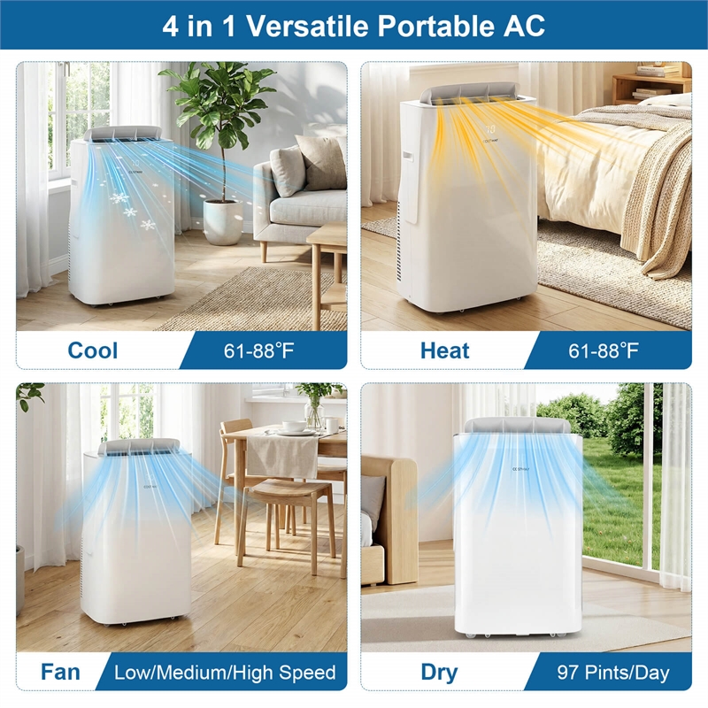 15000 BTU Inverter Portable Air Conditioner with Fan Dehumidifier Auto Swing