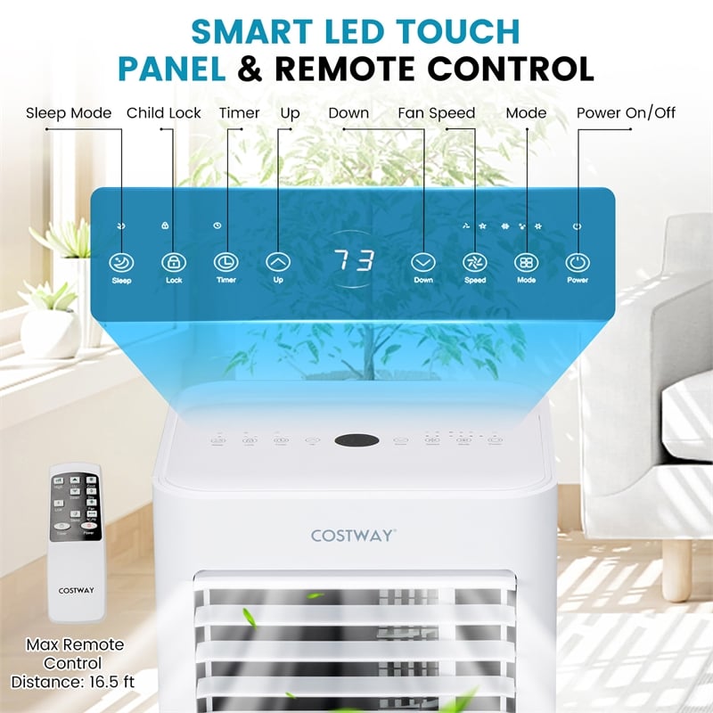 10000 BTU Portable Air Conditioner AC with Cool Fan Humidifier Sleep Mode