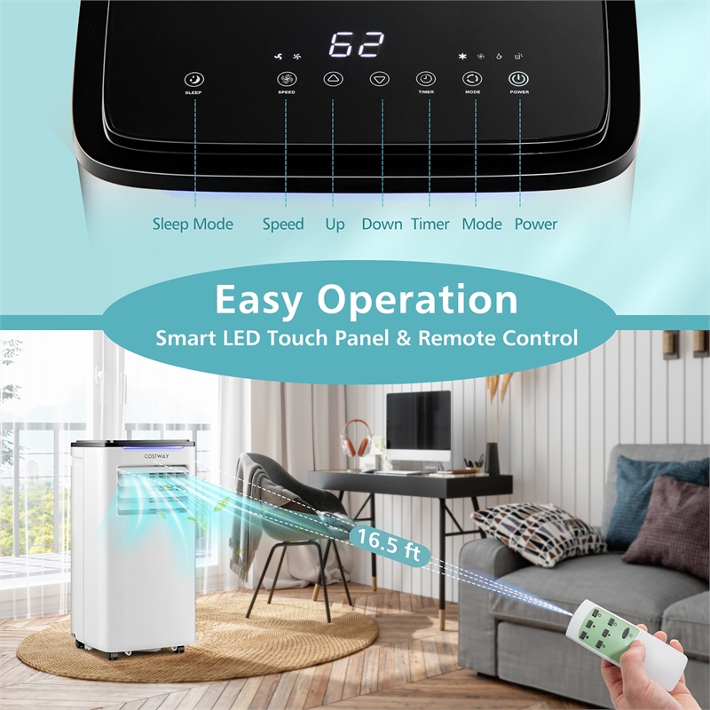 7100 BTU (10000 BTU ASHRAE) Portable Air Conditioner AC Unit with Cool Dehum Fan