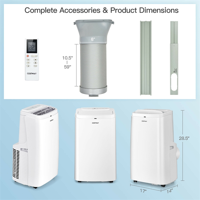 6350 BTU (9000BTU ASHRAE) Portable Air Conditioner Air Cooler Fan Dehumidifier