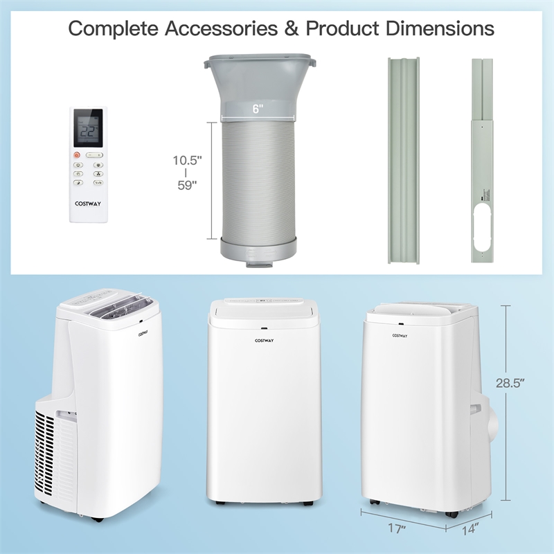 8150 BTU (12000BTU ASHRAE) Portable Air Conditioner Air Cooler Fan Dehumidifier