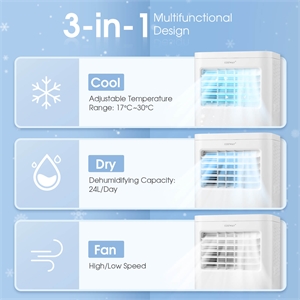 6000 BTU (10000 BTU ASHRAE) Portable Air Conditioner With Cool Dehum Fan