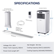 6000 BTU (10000 BTU ASHRAE) Portable Air Conditioner with Remote Control White