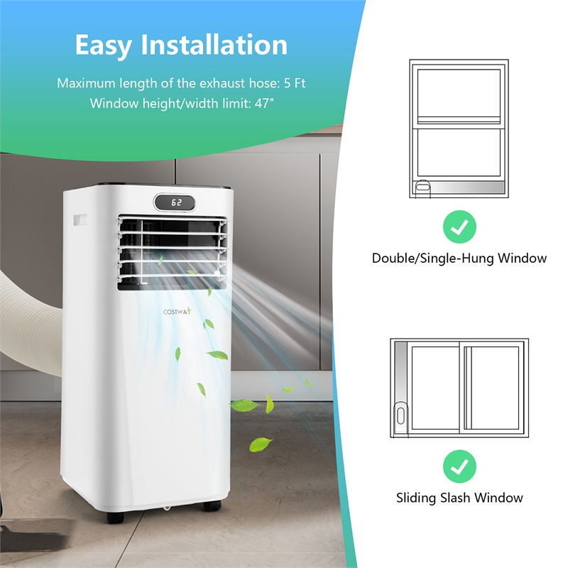 6000 BTU (10000 BTU ASHRAE) Portable Air Conditioner with Remote Control White