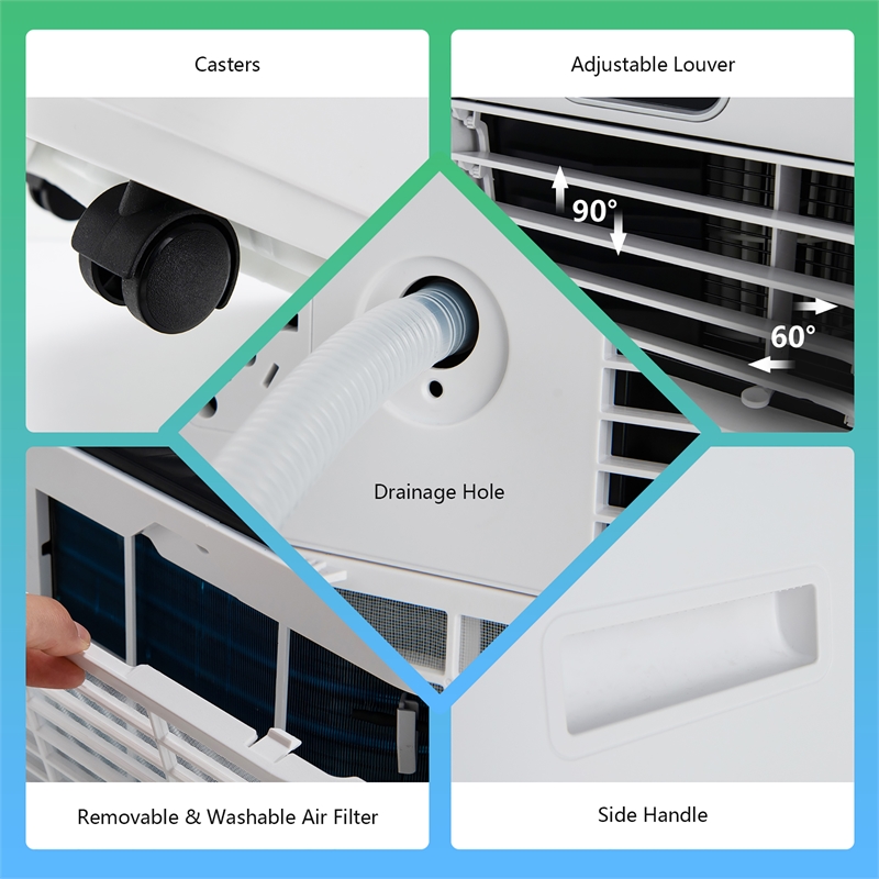 6000 BTU (10000 BTU ASHRAE) Portable Air Conditioner with Remote Control White