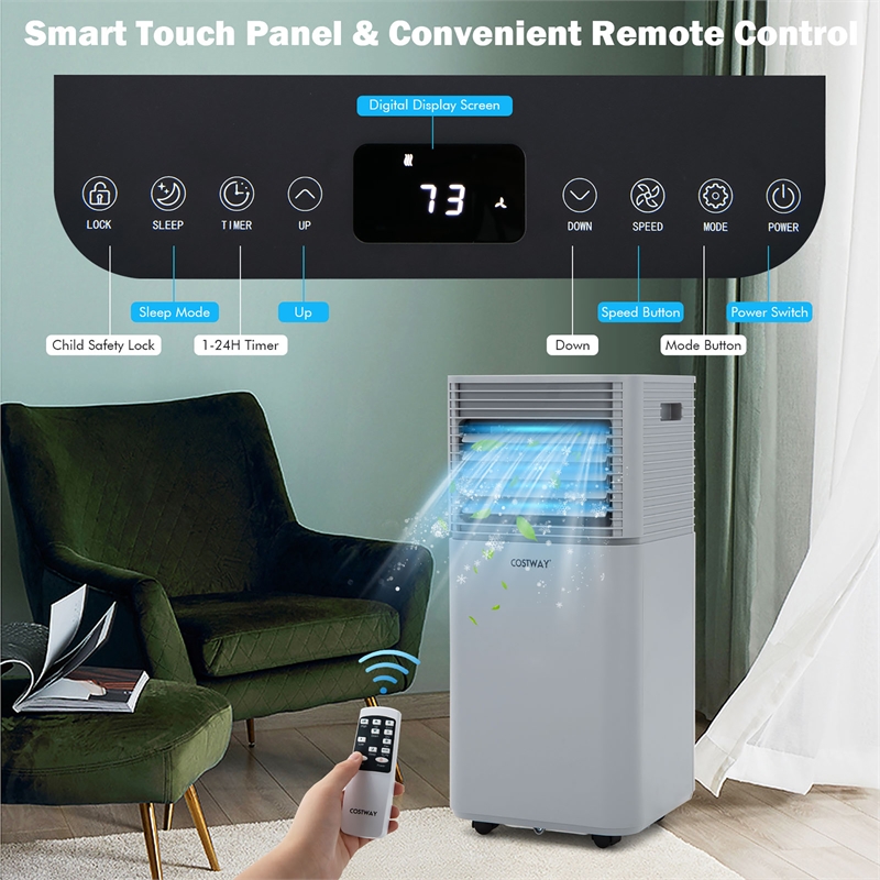 5000 BTU 8000 BTU ASHRAE Portable Air Conditioner Air Cooler Grey