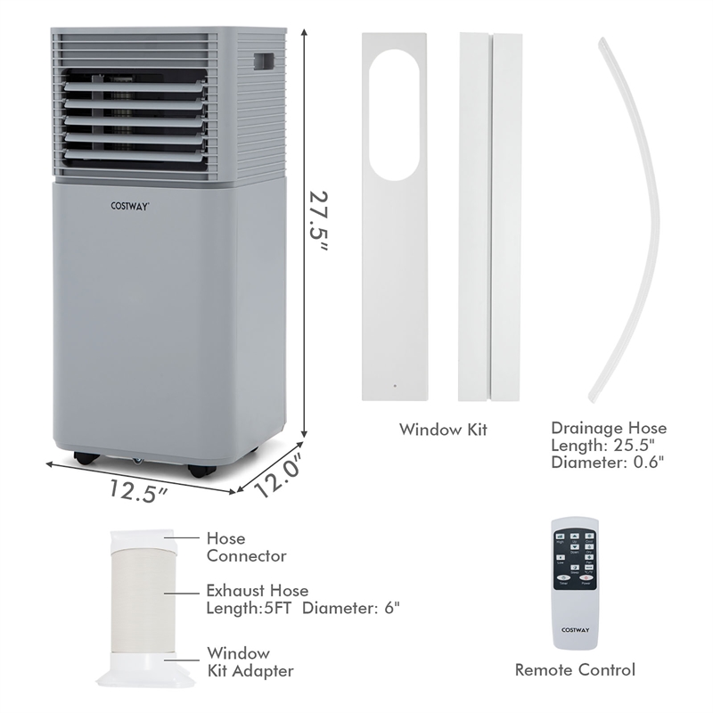 5000 BTU 8000 BTU ASHRAE Portable Air Conditioner Air Cooler Grey