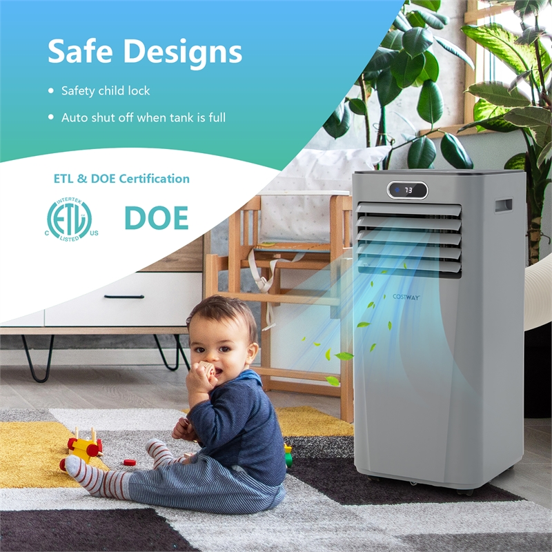 5000 BTU (8000BTU ASHRAE) Portable Air Conditioner with Remote Control Grey