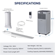 6000 BTU (10000 BTU ASHRAE) Portable Air Conditioner with Remote Control Gray