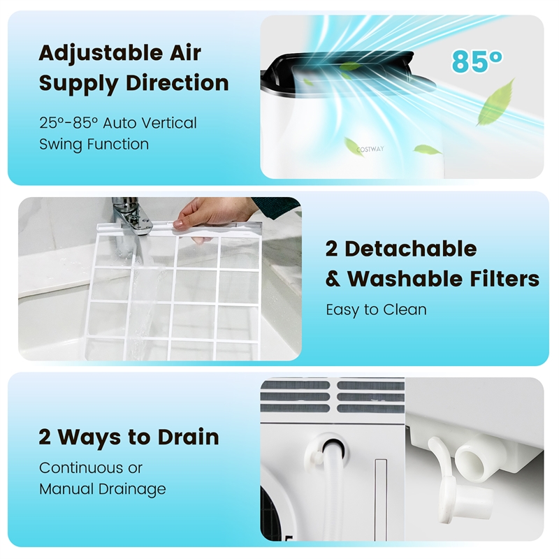 13000 BTU Portable Air Conditioner with Cool Fan Heatand Dehumidifier