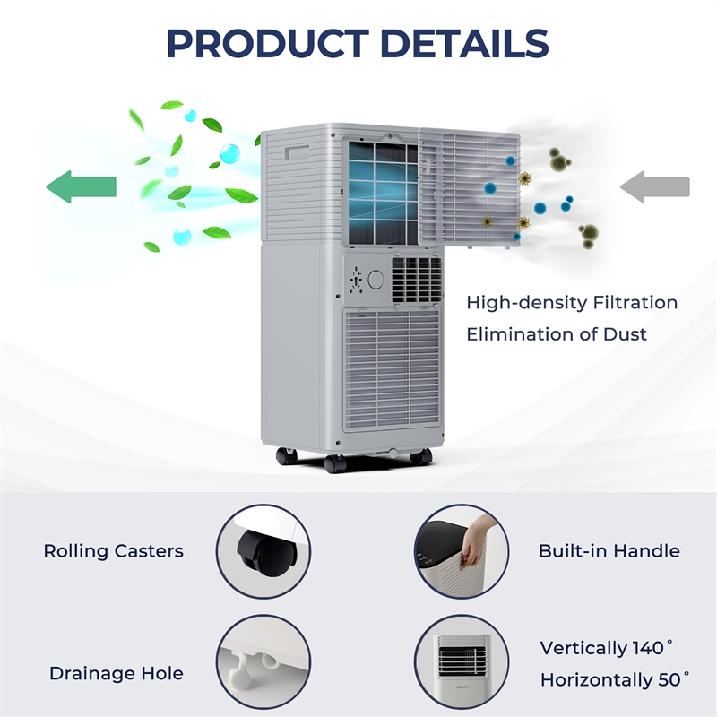 6000 BTU (10000 BTU ASHRAE) Portable Air Conditioner Air Cooler Gray