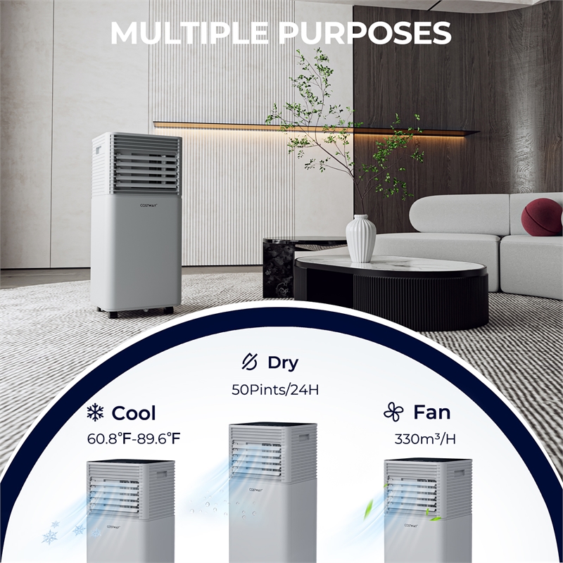 6000 BTU (10000 BTU ASHRAE) Portable Air Conditioner Air Cooler Gray