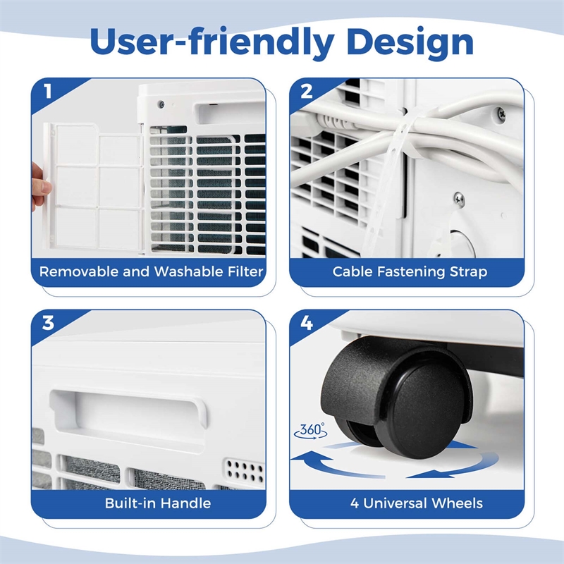 Portable Air Conditioner 8000 BTU AC Unit with Fanand Dehumidifier Sleep Mode