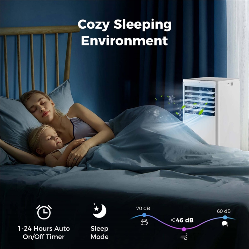 5000 BTU (8000 BTU ASHRAE) Portable Air Conditioner with 24H Timer