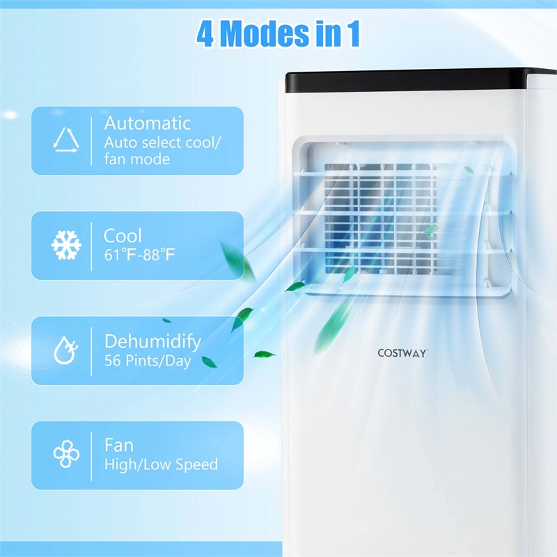 6500 BTU(10000 BTU ASHRAE) Portable Air Conditioner with Fanand Dehumidifier