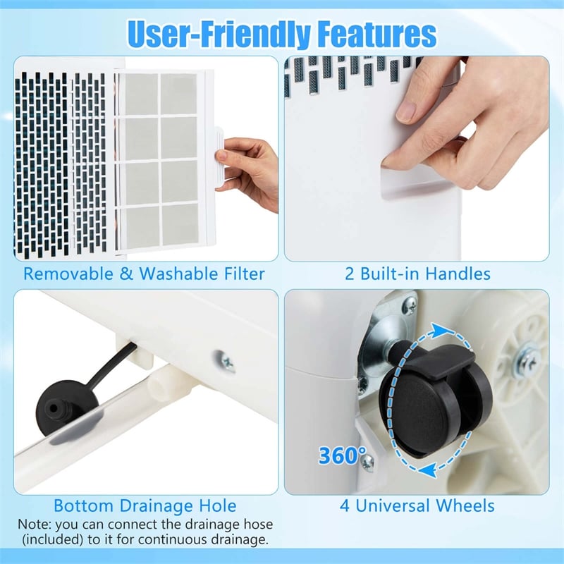 6500 BTU(10000 BTU ASHRAE) Portable Air Conditioner with Fanand Dehumidifier