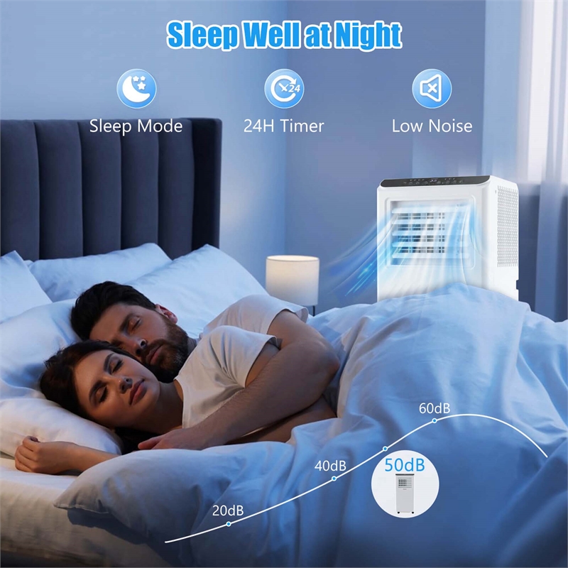 8000 BTU Portable Air Conditioner Air Cooler Dehumidifier Fan 24H Timer