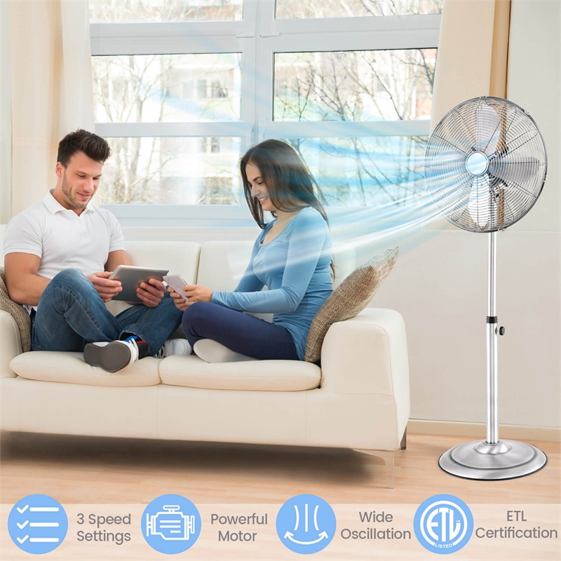 16inch Standing Pedestal Fan with 3 Speed Settings Carrying Handle SilverSilver