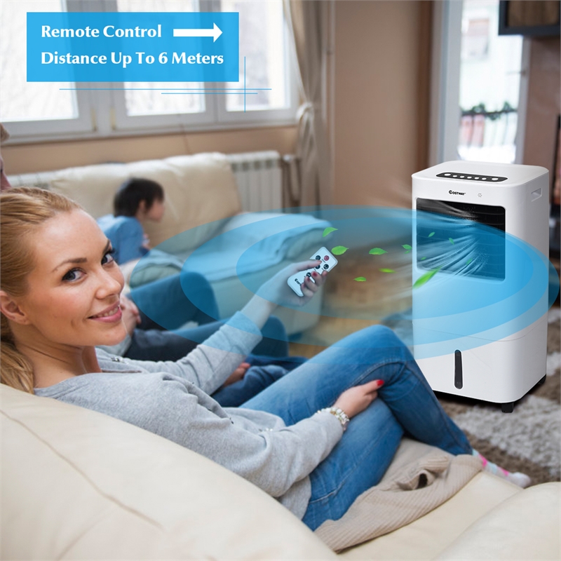 Evaporative Portable Air Cooler Fan with Remote Control 7.5 Timer White
