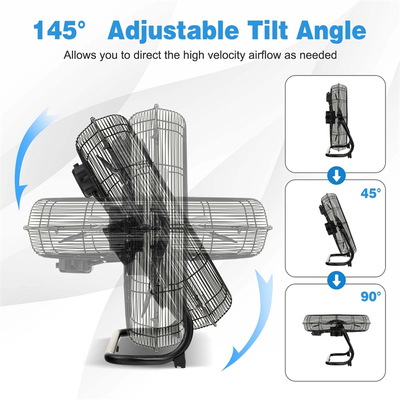 20 Inches High Velocity Floor Fan with 3 Powerful Speeds Black