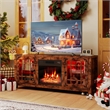 58inch Fireplace TV Stand 18inch Electric Fireplace Rustic Brown