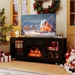 58inch Fireplace TV Stand 18inch Electric Fireplace Remote Controls Black