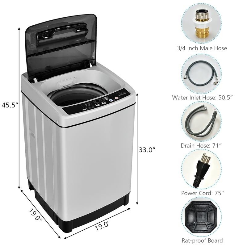Full Automatic Washing Machine 1.5 CuFt 11 LBS Spin Dryer Gray