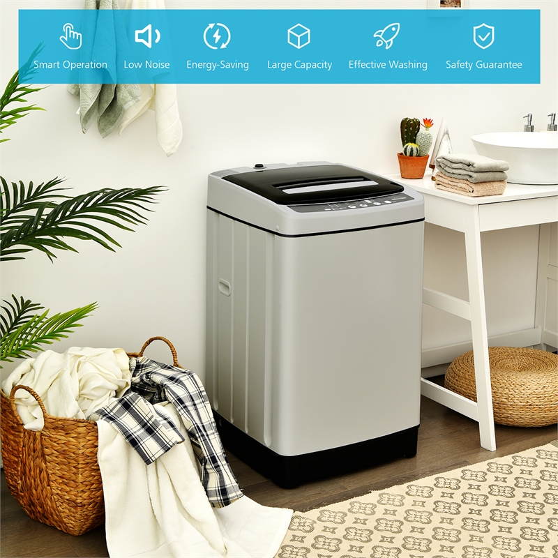 Full Automatic Washing Machine 1.5 CuFt 11 LBS Spin Dryer Gray