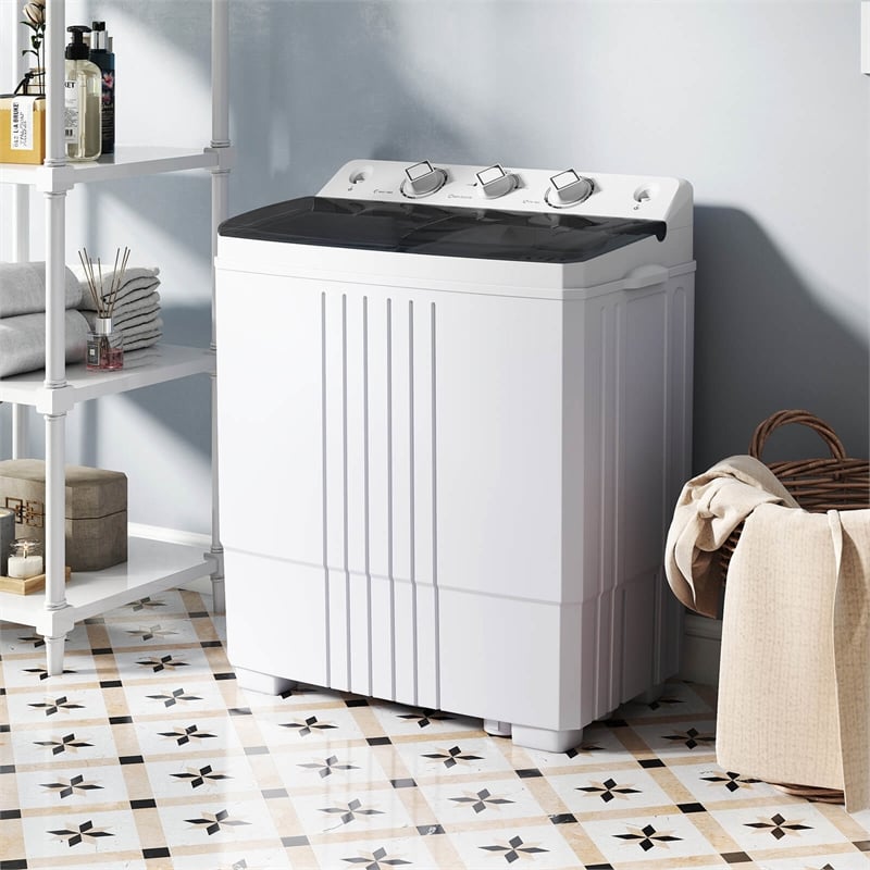 20lbs Compact Mini Portable Twin Tub Washing Machine Washer Spain Black
