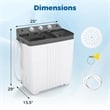 Twin Tub Portable Washing Machine with Drain Pump Timer Control Dorm Gray