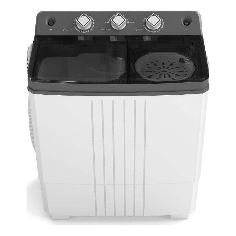 Twin Tub Portable Washing Machine with Drain Pump Timer Control Dorm Gray