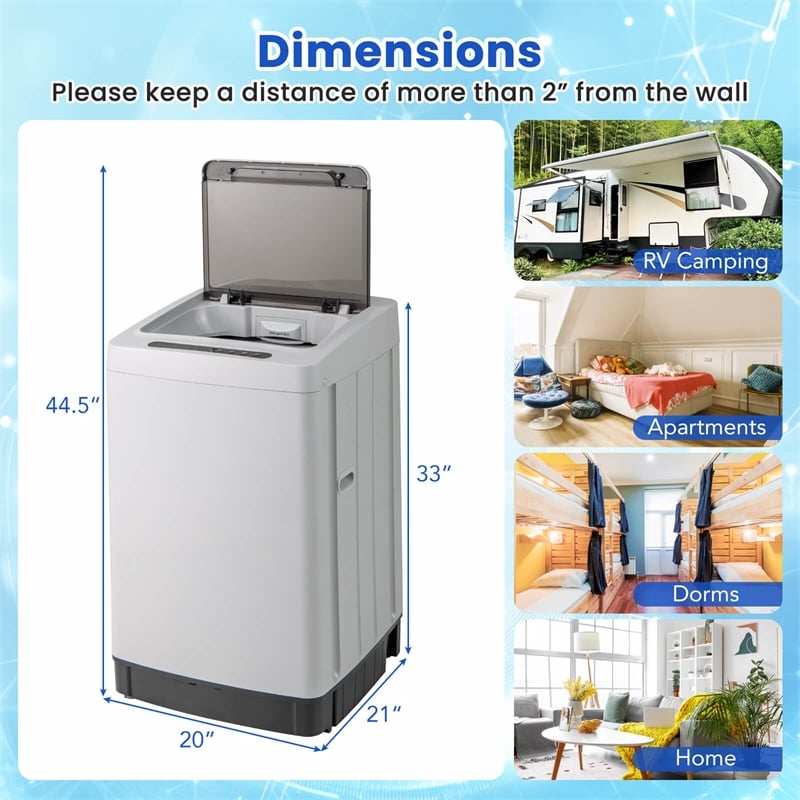 Portable Washing Machine 11 LBS Full Automatic Washer Machine Gray