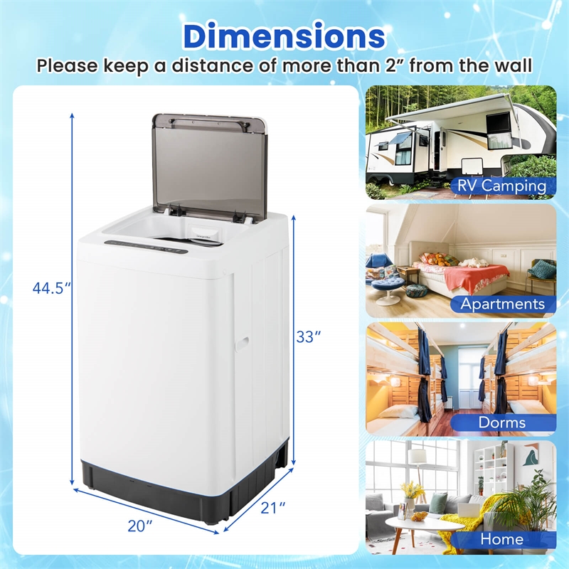 Portable Washing Machine 11 LBS Full Automatic Washer Machine White