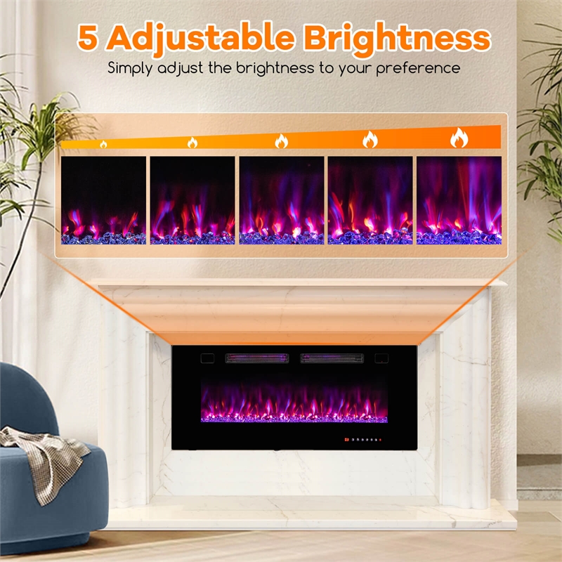 42 Inches Ultra Thin Electric Fireplace Wall Mounted and Fireplace Black