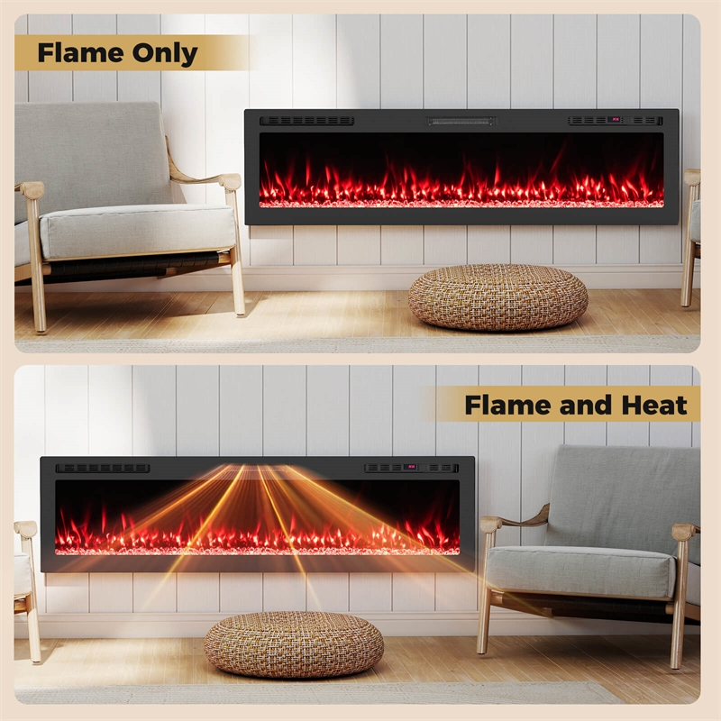 68inch Smart WiFi Electric Fireplace Work with Alexa 12H Timer Black