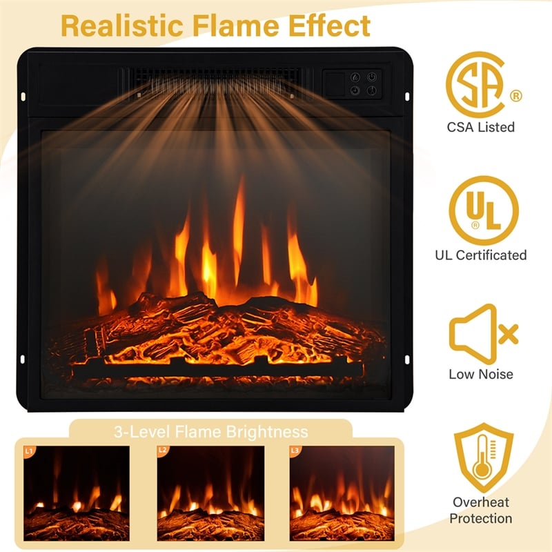 32inch 1400W Electric Fireplace Mantel TV Stand Space Heater with Shelf White