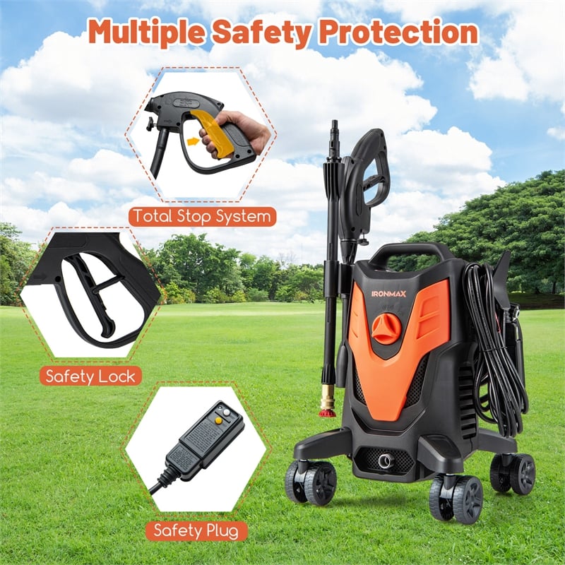 Ironmax 2400 PSI High Pressure Cleaner Electric Pressure Washer Orange