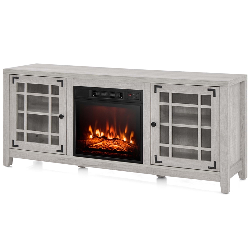 58 Inches Fireplace TV Stand for TVs up to 65 Inches Beige