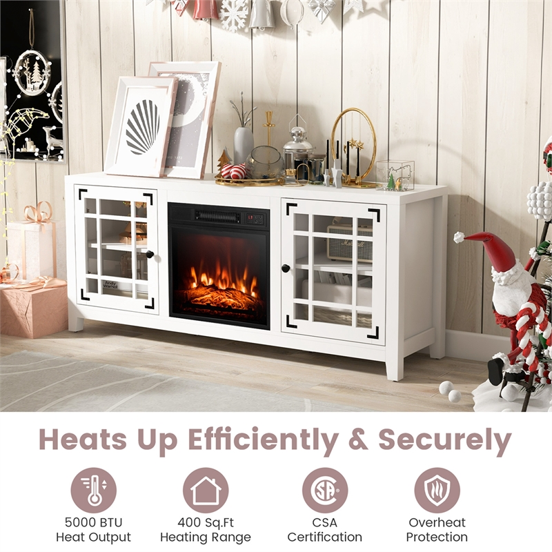 58 Inches Fireplace TV Stand for TVs up to 65 Inches White