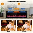 50inch Linear Electric Fireplace 1500W Recessed Wall Mounted Black
