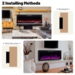 50inch Linear Electric Fireplace 1500W Recessed Wall Mounted Black