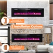 68inch Ultra Thin Electric Fireplace Recessed Wall Mounted Black