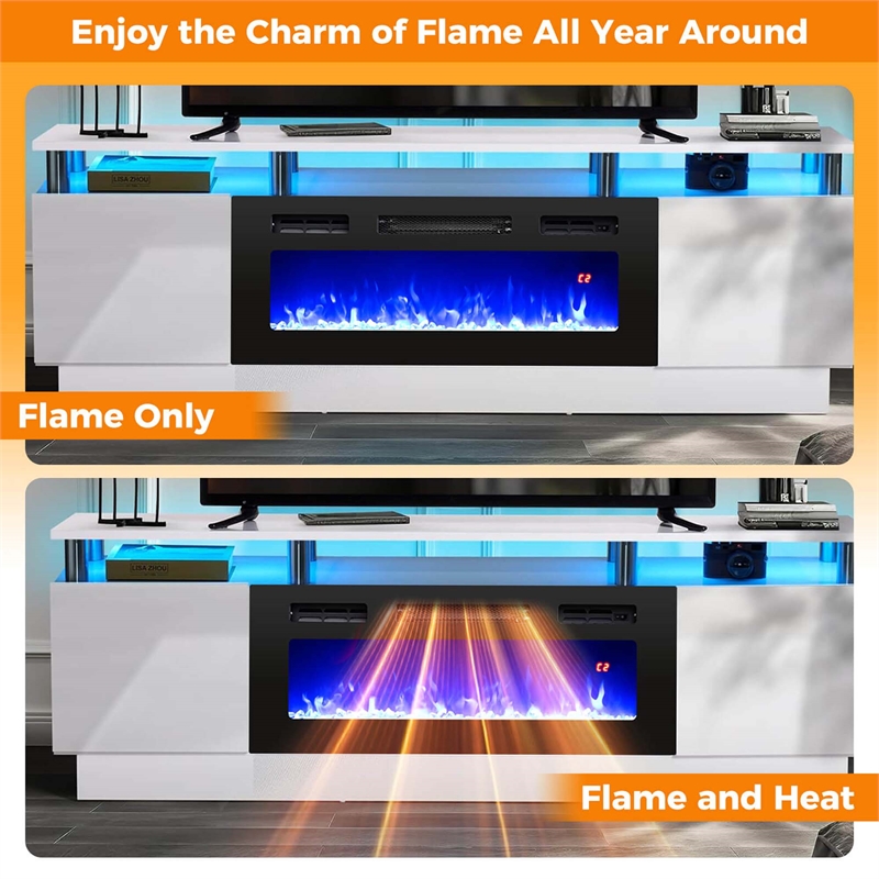 36inch 5000 BTU Electric Fireplace with Strips Remote Crystal Stones Black