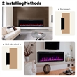 60inch Linear Electric Fireplace 1500W Recessed Wall Mounted Black