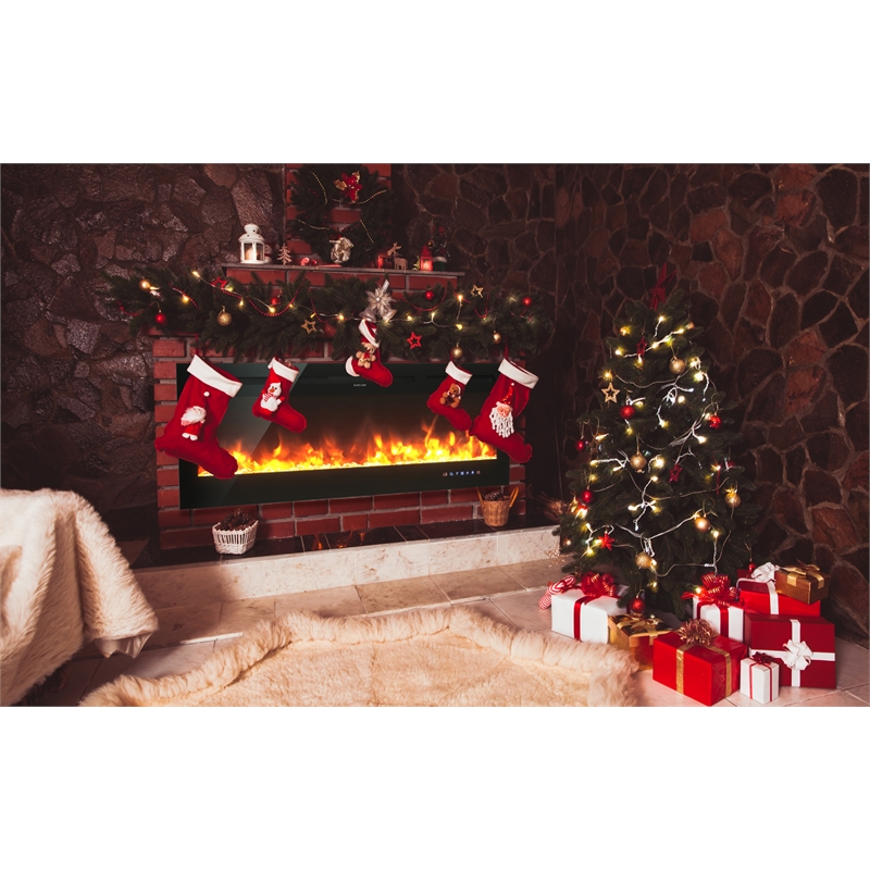 50inch Recessed Electric Fireplace Wall Mounted Heaterol Black
