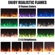 50inch Recessed Electric Fireplace Wall Mounted Heaterol Black
